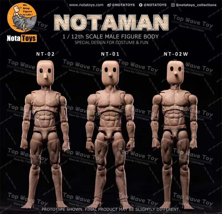 Фото Новый запас Notaman NT-01 NT-02 1/12 сильная мускулистая с квадратной головкой, длинный нос, шарнирное тело, 16,5 см, фигурка мужского солдата, игрушка №2