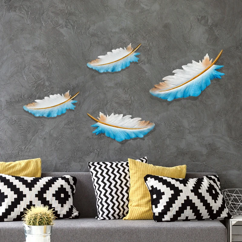

Объемное рельефное художественное настенное украшение с перьями, идея для украшения гостиной, дивана, телевизора, настенное украшение на стену