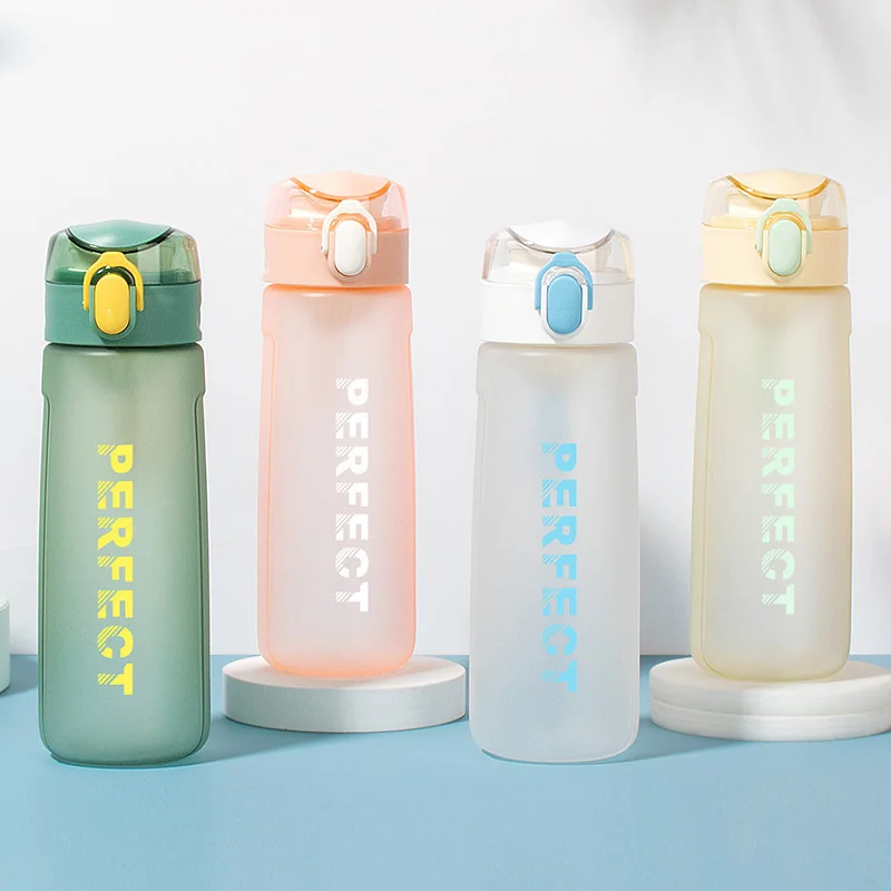 

500ML Frosted Feel Sports Water Bottle Plastic Outdoor Water Cup Summer Cold Kettle Portable Student Drink Bottle Space Cup