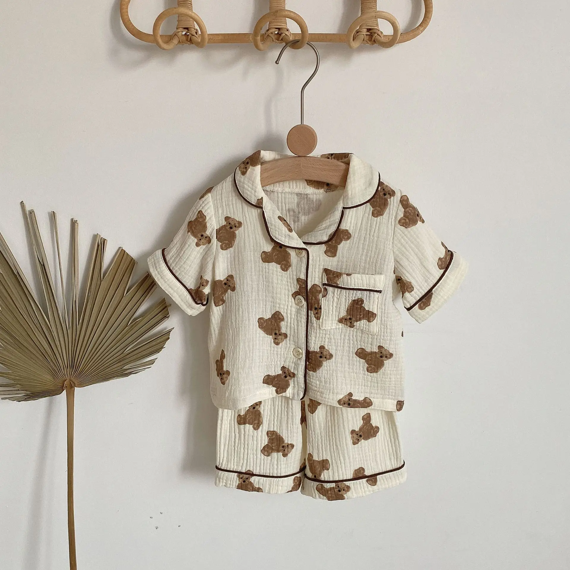 Criscky Children Pyjama Sets Cotton Sleepwear Summer Short Sleeve Nightwear Girl Boy Homewear Kids Clothes Girls Pajamas