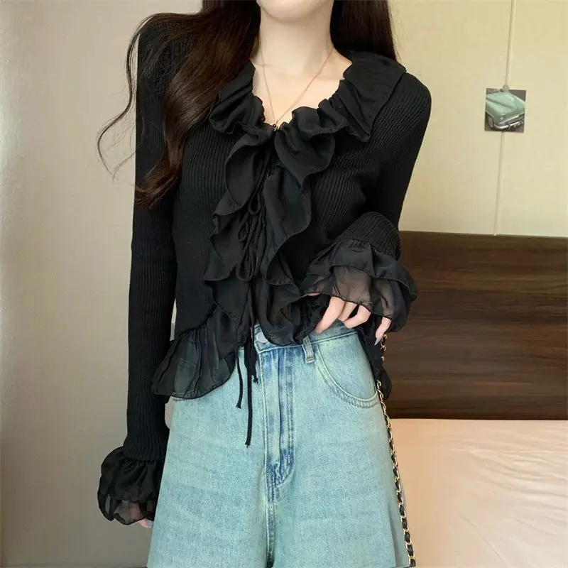 Высококачественный вязаный свитер с французским грибком и нишей женского