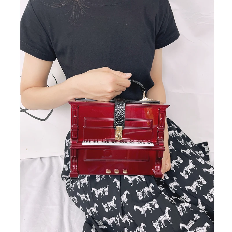 Piano Acrylic Box Shaped Women Purses and Handbags Designer Shoulder Bags Ladies Party ClutchBag Fashion Small Top Handle Purse images - 6