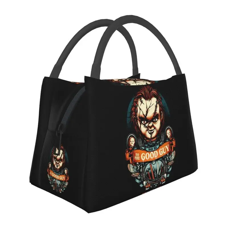 

Say Hi To The Good Guy Portable Lunch Box Chucky Child's Play Cooler Thermal Food Insulated Lunch Bag Hospital Pinic Container