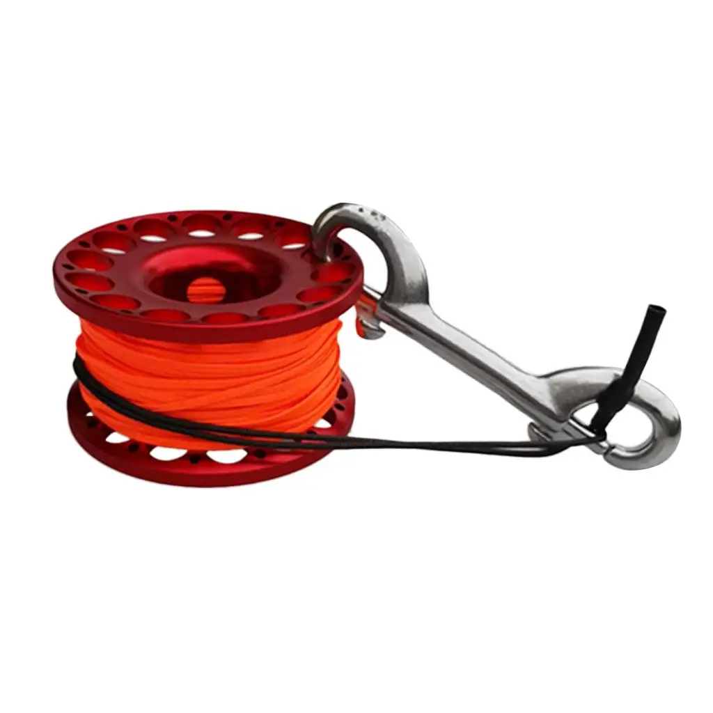 

Red aluminum alloy submersible finger coil spool with 30M snap lock