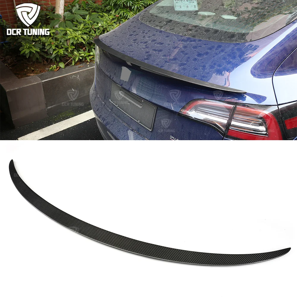

Accessories Pure Carbon Fiber Car Rear Trunk Spoiler for Tesla Model 3 Sedan 4 Door Trunk Wing Lip Exterior