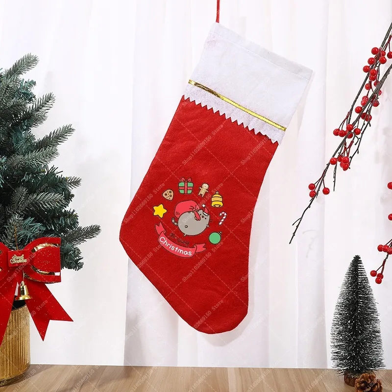 Pusheens kids Anime cute Christmas stocking xmas party decor supplies tree Wall decorations pendant cartoon gift bag 2025