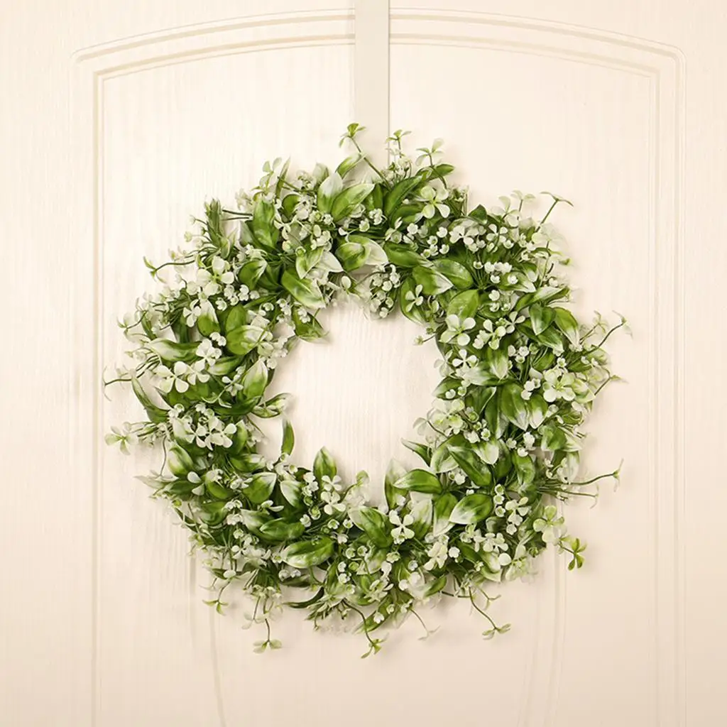 

17.7 inch Artificial Wreath, Decorative Floral Wreaths Garland Green Leaves Front Door Wreaths for Wedding Party Decor
