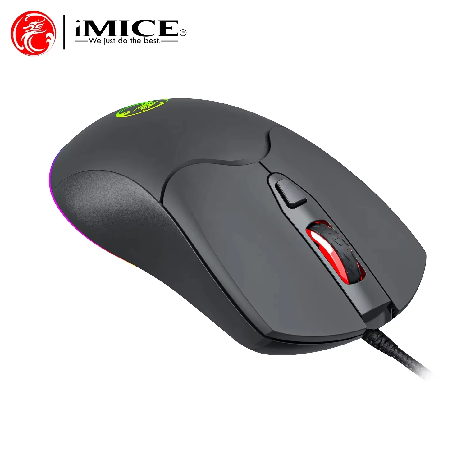 Фото Игровая мышь iMICE X1, проводная USB-компьютерная мышь с RGB-подсветкой, 6 регулируемых разрешений, эргономичная геймерская мышь для ноутбука и ПК с 6 кнопками №5