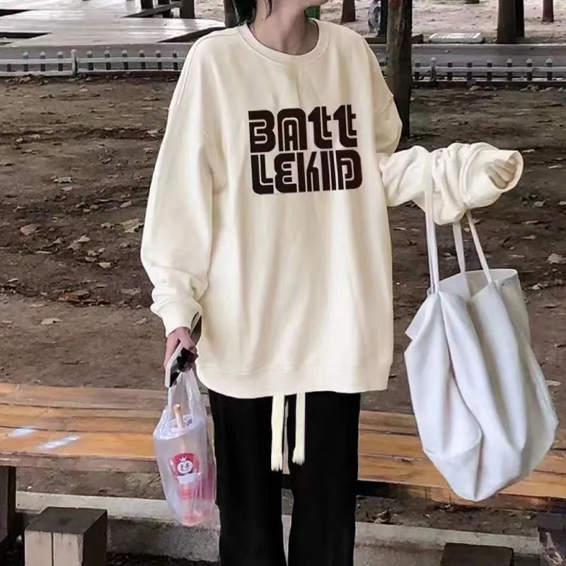 

Round Neck Cotton Sweater Female Students Loose Casual