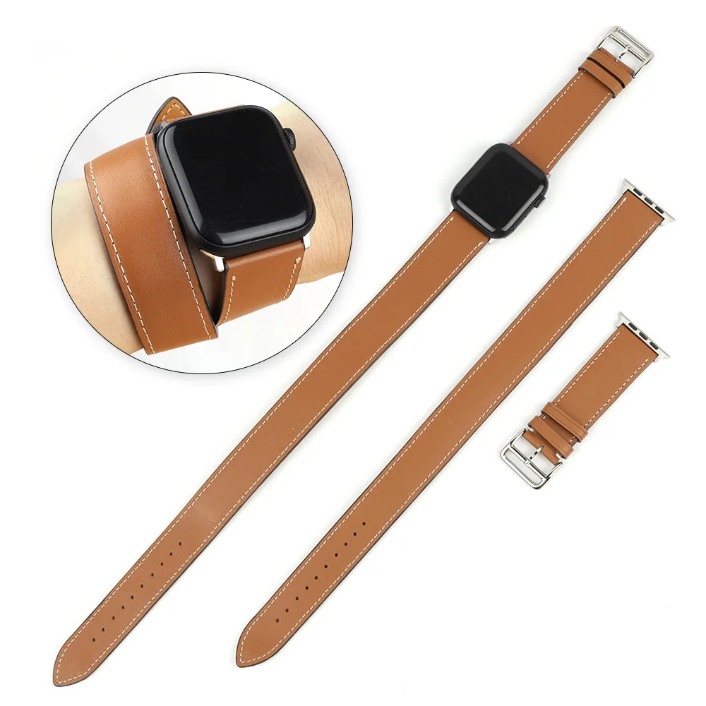 

Long Leather Strap For Apple Watch Band 44mm 40mm 42mm 38mm Smartwatch Correa Bracelet Iwatch Serie 6 5 4 3 Ultra