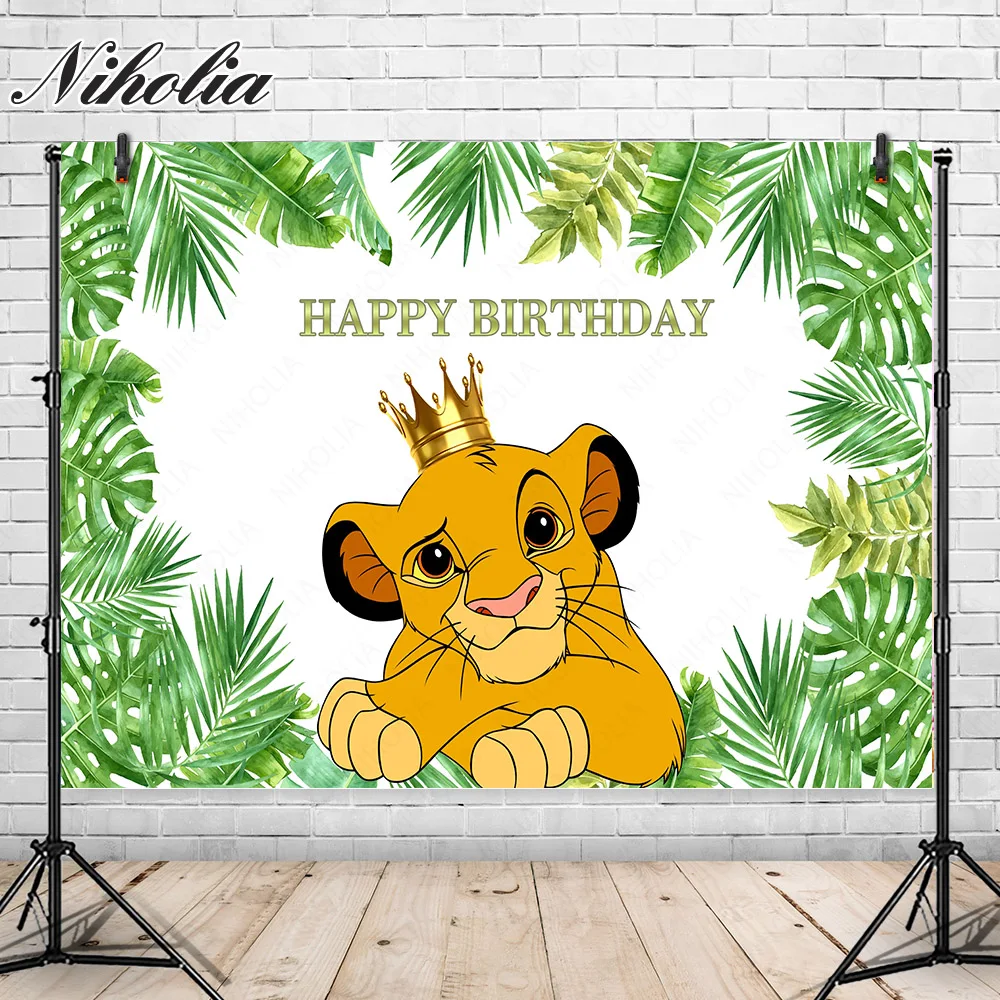 

Lion King Backdrop Birthday Party For Boy 1st Photography Background Jungle Disney Lion Simba Photo Banner Props Decors Poster