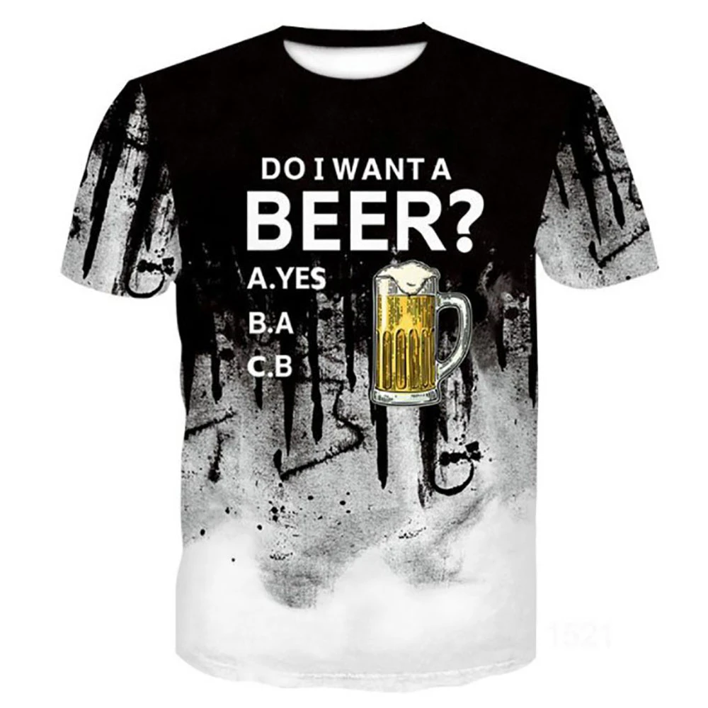 

New Beer 3D Printed T Shirt Men Street Fashion Style Oversized O Neck Short Sleeve Top Summer Breathable Versatile Shirt
