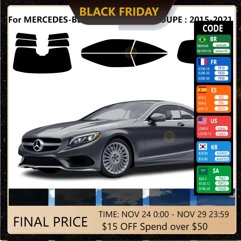 

Precut nanoceramics car UV Window Tint Kit Automotive Window Film For MERCEDES-BENZ S-CLASS 2 DR COUPE 2015-2021