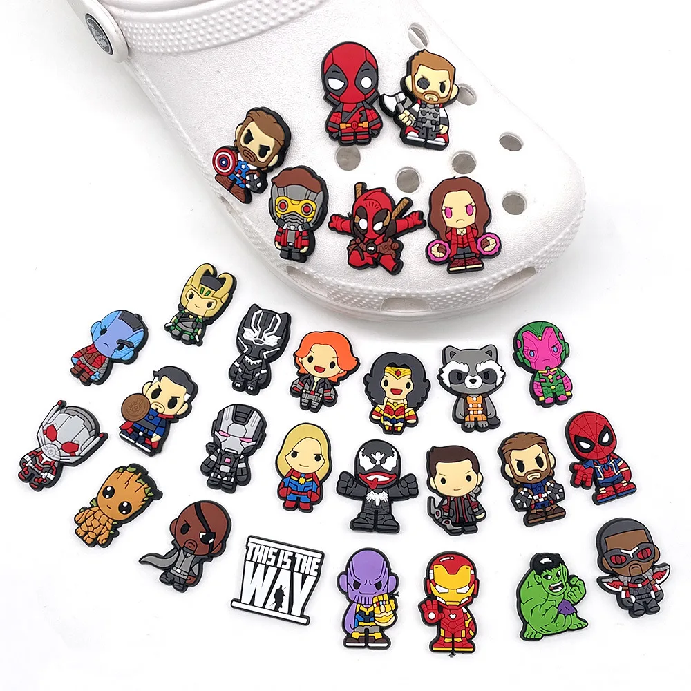 Marvel Super Hero Series Shoe Buckle Q Version DIY Croc Charms Accessories Sneakers Decoration Wholesale Kids Party X-mas Gifts