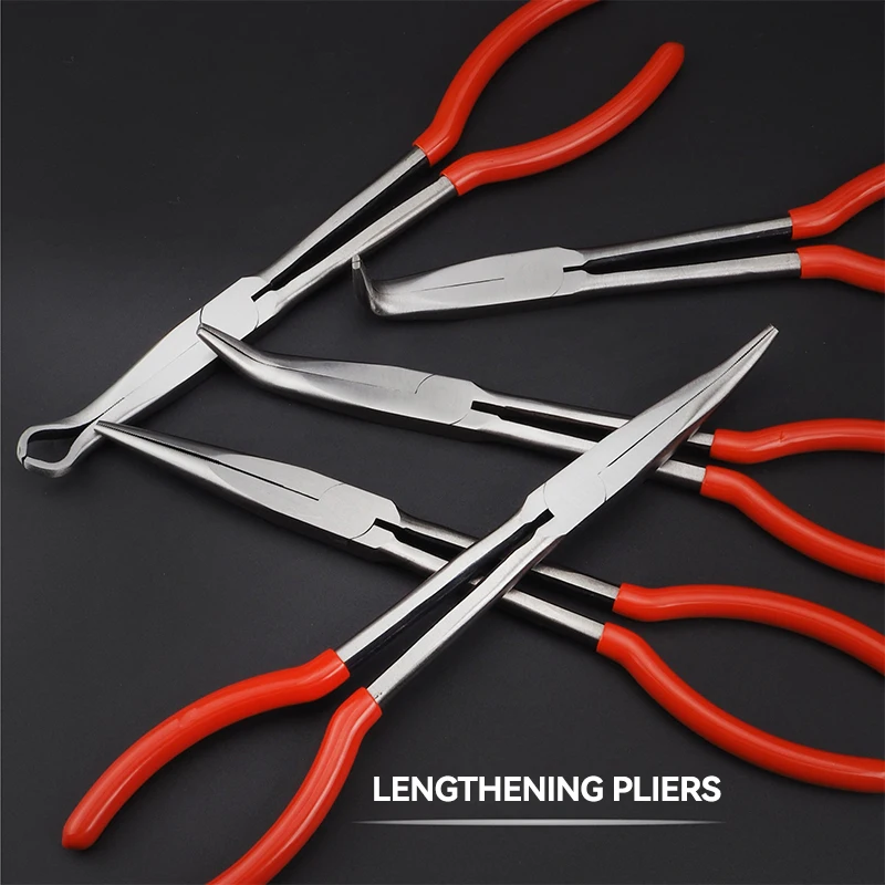 

GOWKE 11" Long Handle Multi-Functional Reach Circle Nose Pliers Plug Puller Multifunctional Steel Auto Repair Tools
