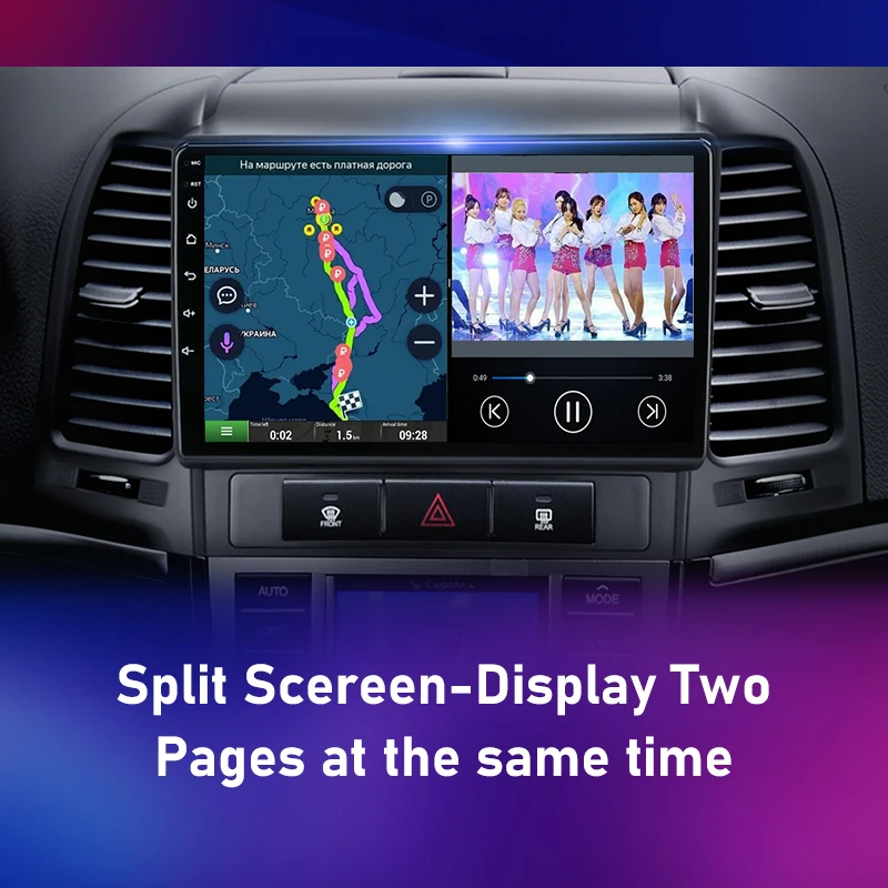 srnubi 9 android 10 car radio for hyundai santa fe 2 2006 2012 gps navigation 2 din 4g wifi dsp rds multimedia video player dvd free global shipping