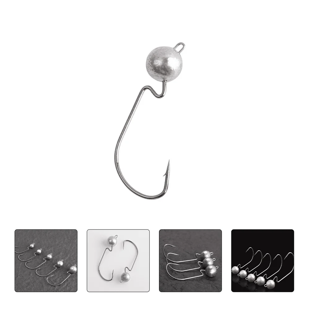 

50Pcs Lead Headed Crank Hooks Sturdy Fishing Bait Hooks Fishing Accessories