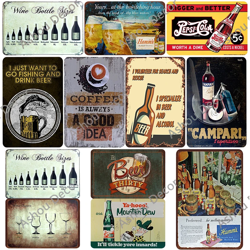 

Ashou Bar Club Vintage Decoration Metal Plates Tin Metal Plaque Sign Wall Retro Decor Man Cave Decorative Plate Iron Painting