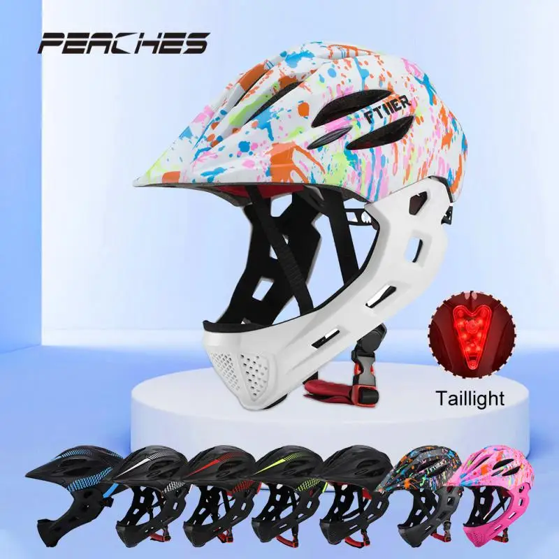 

Outdoor sports children's full face helmet balance bike scooter bike riding helmet children's helmet with light and insect net