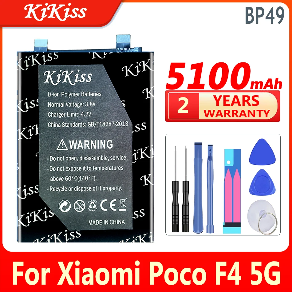 

5100mAh KiKiss High Capacity Battery BP49 BP 49 For Xiaomi Poco F4 5G/For Redmi K40S Mobile Phone Batteries