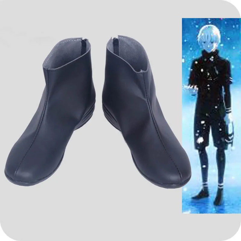

Anime Tokyo Ghouls Ken Kaneki Cosplay Halloween Party Shoes Black Fighting Boots Custom Made size white wig props