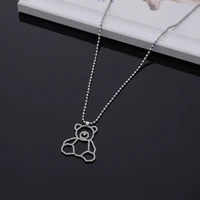 hip hop necklaces sweet cool bear pendant necklace for women 2022 trendy men necklaces lovers necklace rhinestone cartoon bear