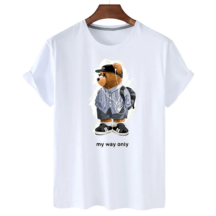 

100% Cotton Street Bear T-shirt Women's Summer Fashion T-shirt 2022 Women's Fashion Shirt Unisex Short Sleeve O-neck T-shirt