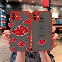 naruto akatsuki uchiha itachi phone case for iphone 12 11 pro mini max xs x 8 7 plus se xr matte transparent light red cover