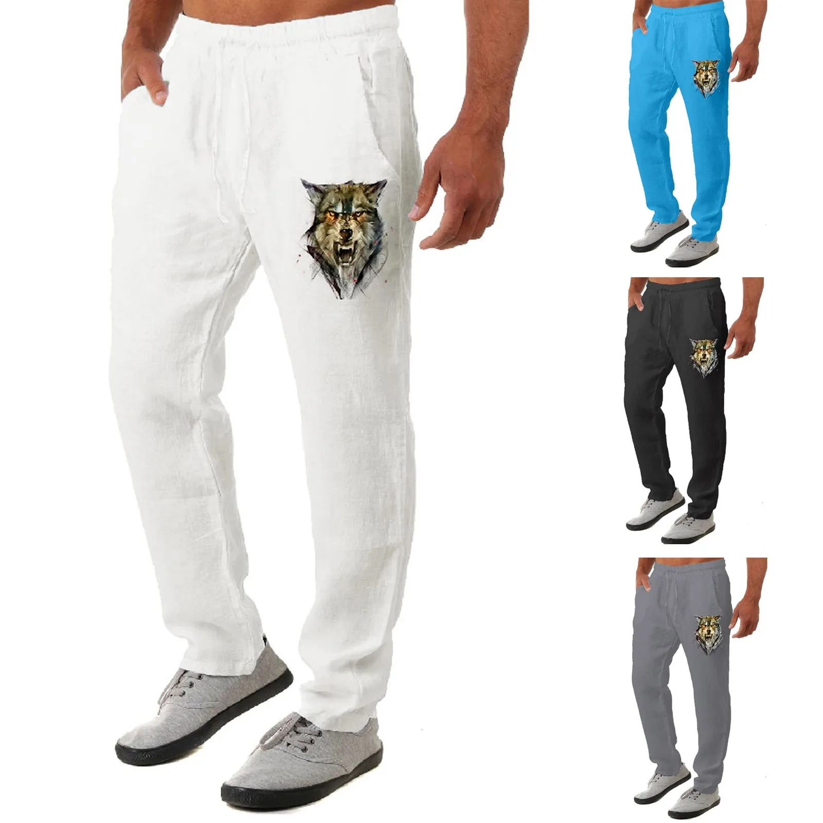 

Men Casual Summer Printed Drawstring Mid Waist Pants With Pockets Men S Pants with Elastic Waistband