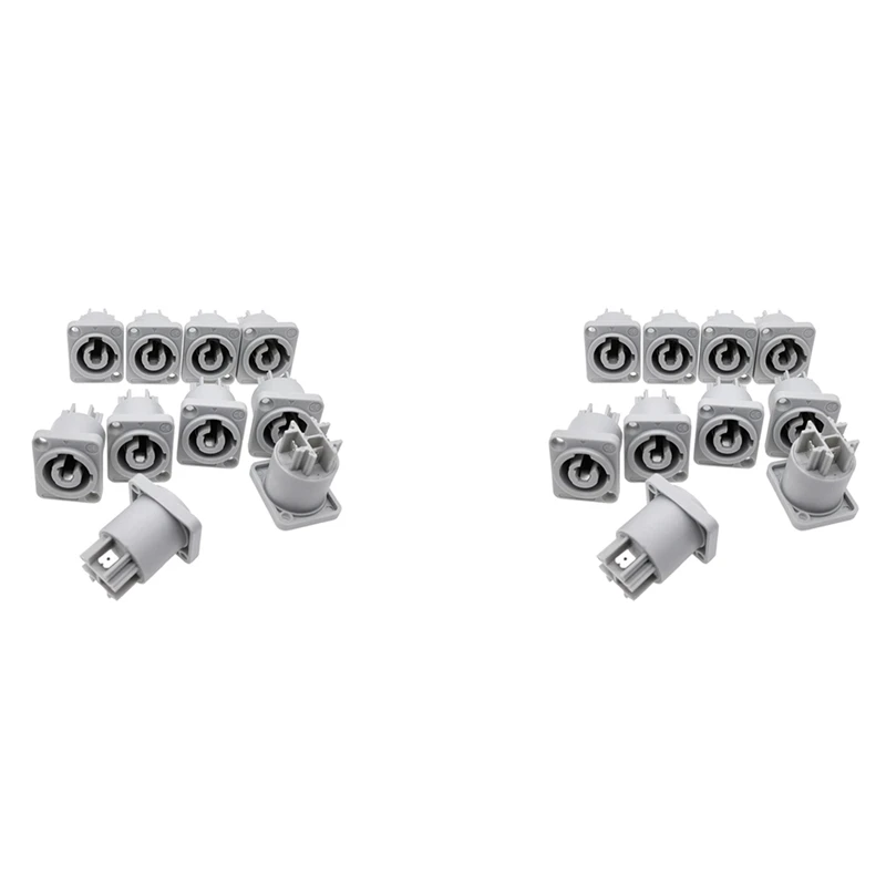 

20PCS Powercon Connector 3 Pins 20A 250V Power Speaker Panel Socket Female For LED Screen Stage Lighting,Grey