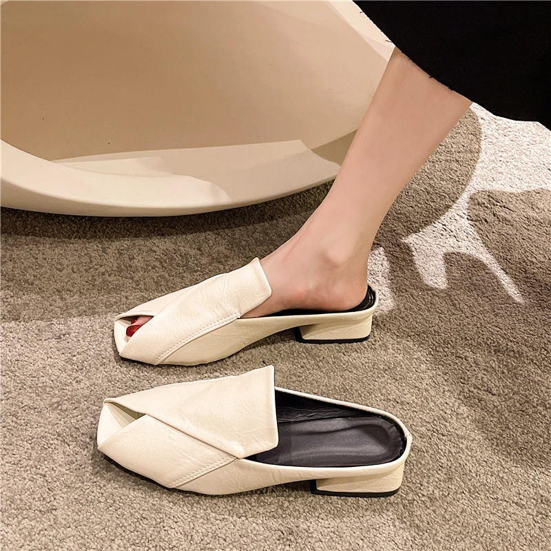 

Туфли женские с квадратным открытым носком, модная сетчатая универсальная обувь на высоком каблуке, полуприцеп, красные, лето