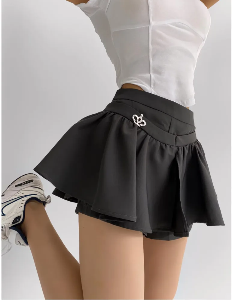 Пикантная Пряная школьная юбка в стиле Kroea с высокой талией, короткая юбка, тонкая атласная юбка для женщин, милая уличная одежда 2023 V601