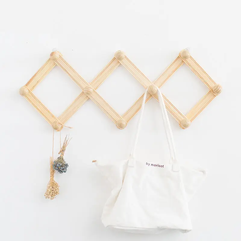 

Wooden Expanding Clothes Hanger Hook Expandable Coat Rack Holder Shelf Hat Closet Wall Door Hook Home Decor