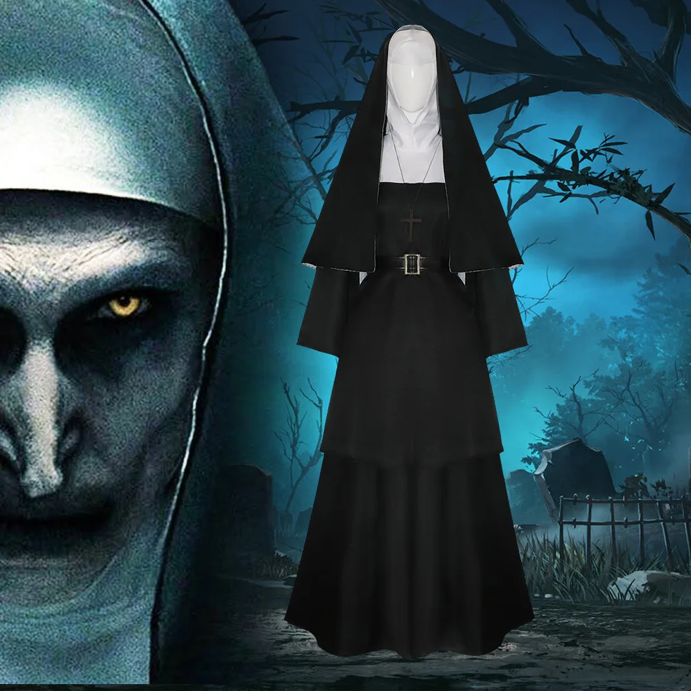 

Halloween The Nun Cosplay Mask Costume Horror Films Cosplay Halloween Costume The Conjuring Black Women Halloween Costume