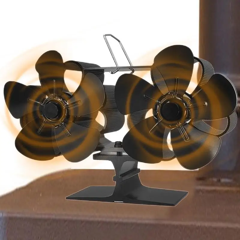 

10 Blade Wood Stove Fan Fireplace Fan Heat Powered Stove Fan Log Wood Burner Fan Quiet Home Double 5Blade Firewood Fireplace Fan