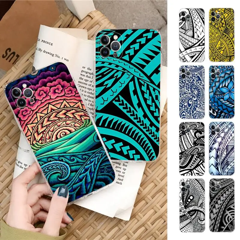 

FHNBLJ Maori polynesian samoan tribal Phone Case For iPhone 14 13 12 11 Pro Max XS X XR SE 2020 6 7 8 Plus Mini Transparent