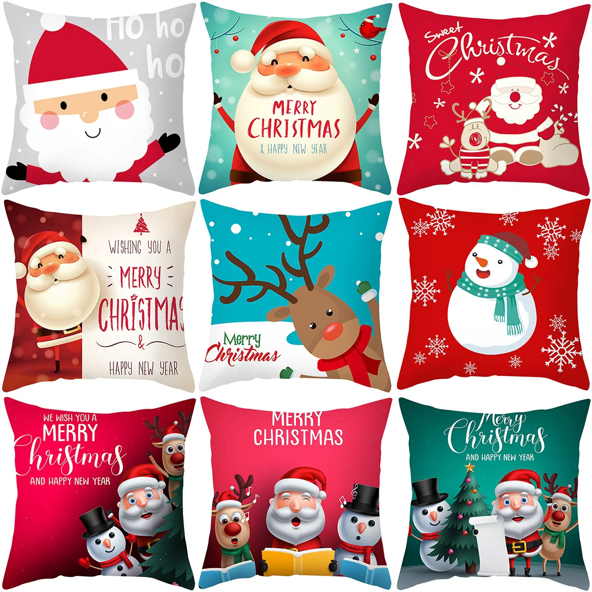 

Home Decor Christmas Pillowcase Christmas Ornament Christmas Gifts Happy New Year Pillowcase 45x45cm funda de almohada