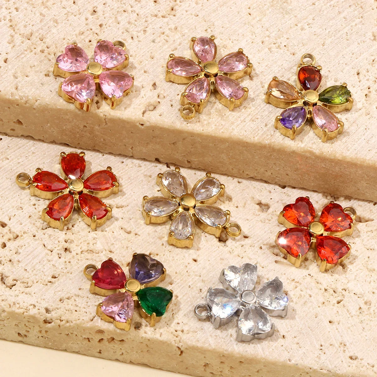 3 шт./лот кубический циркон сердце клевер нержавеющая сталь подвески сделай сам