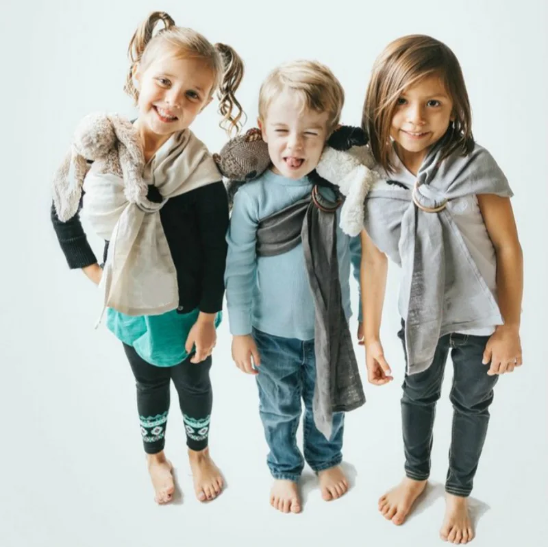 

Nordic style hemp children's doll sling pet sling play house doll double-ring sling multi-color optional