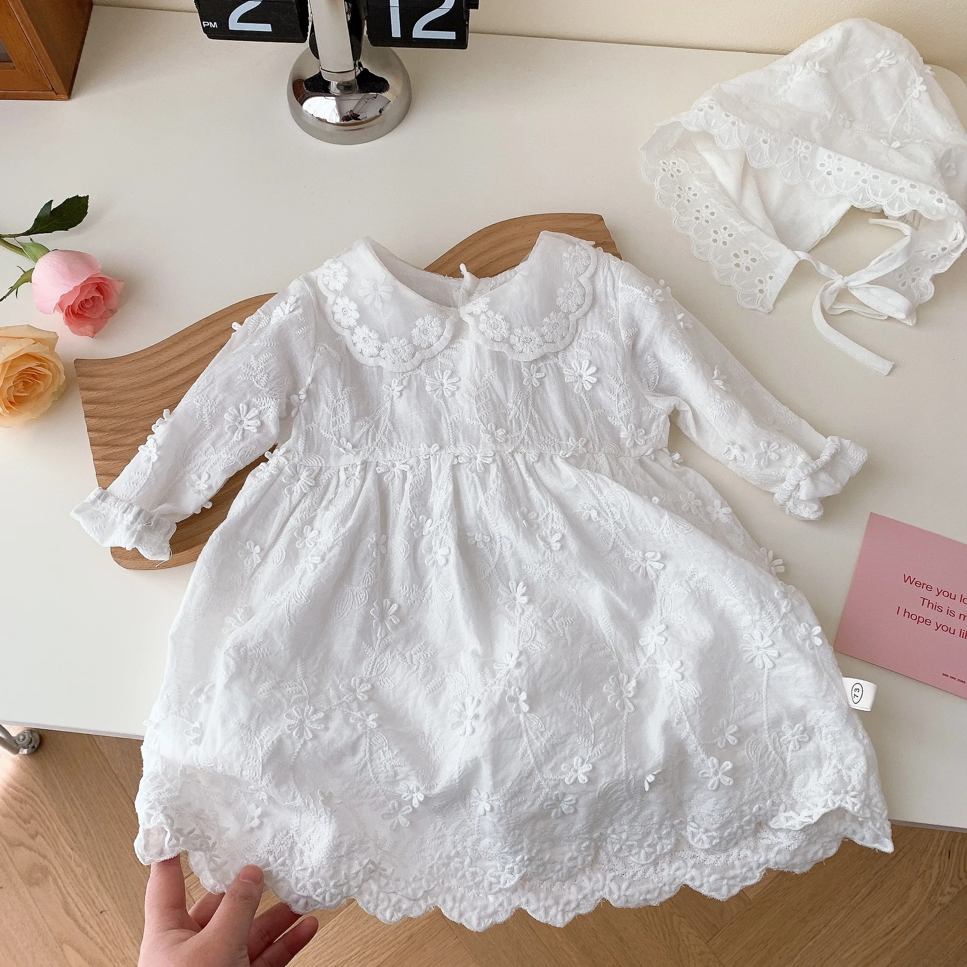 

4735B Baby Lace Princess Dress 2023 Spring New Girl's Dress 0-4Year Kid's Lace Dress Party Clothes Princess Dress With Hat