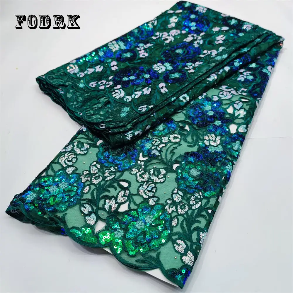 

Latest White African Sequins Laces Fabrics Embroidered French Lace Fabric 2022 High Quality Nigerian Tulle Lace For Wed Party