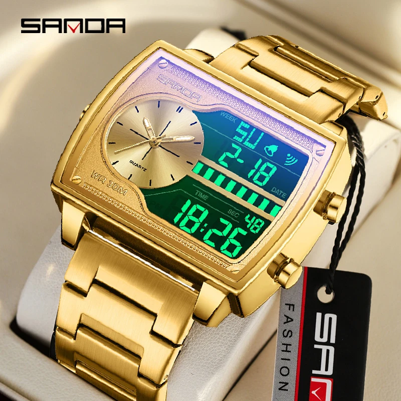 Мужские наручные часы с большим циферблатом золотые мужские 2024 лучший бренд