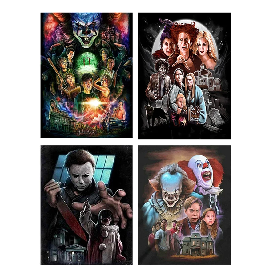 

5D алмазная живопись «сделай сам», мультяшный ужас, персонажи фильма, набор мозаики, искусство, полная квадратная, круглая вышивка крестиком,...