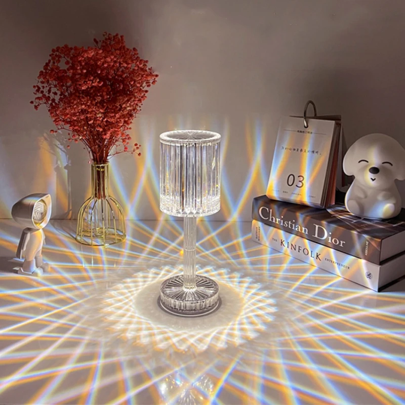

Diamond Crystal Lamp Touch Remote Control Line Light Acrylic Rechargeable Bedside Table Lamps LED Room Decor Nightlight