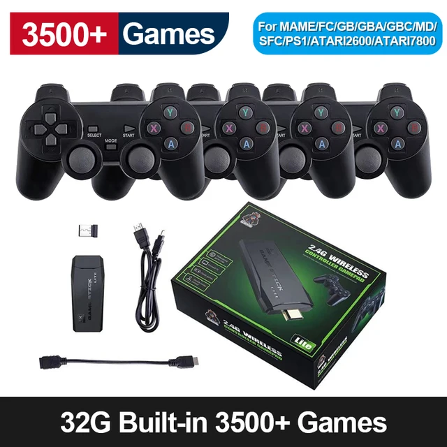 

10000 games Retro Games Four Players Video Game Console With 2.4G Wireless Controller For PS1/GBA Family 4K HD Output 4 Gamepads