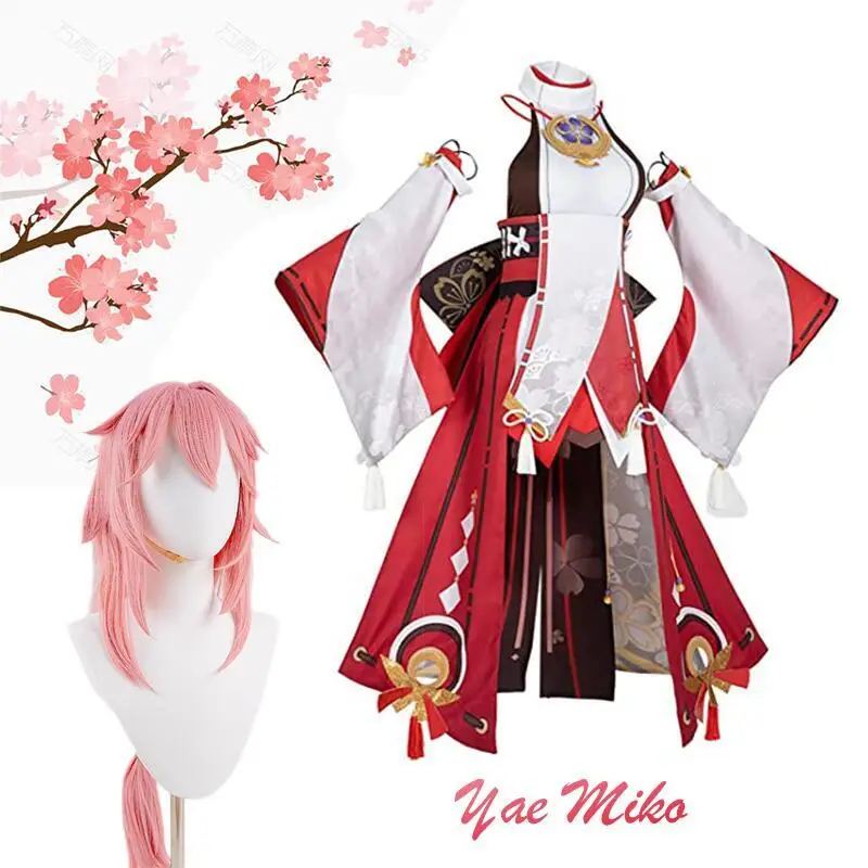 

Костюм для косплея Genshin Impact Yae Miko Guuji Yae, костюм из парика, униформа для игры в аниме, наряды, костюмы на Хэллоуин для женщин