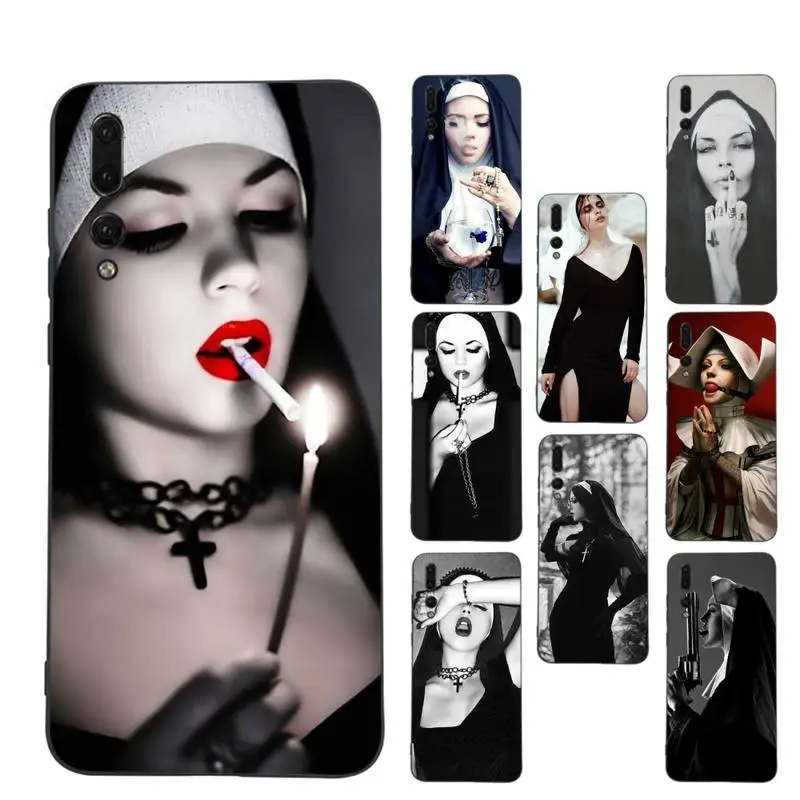 

Sister Nun Sexy Girl Smoke Phone Case for Huawei Honor 10 i 8X C 5A 20 9 10 30 lite pro Voew 10 20 V30