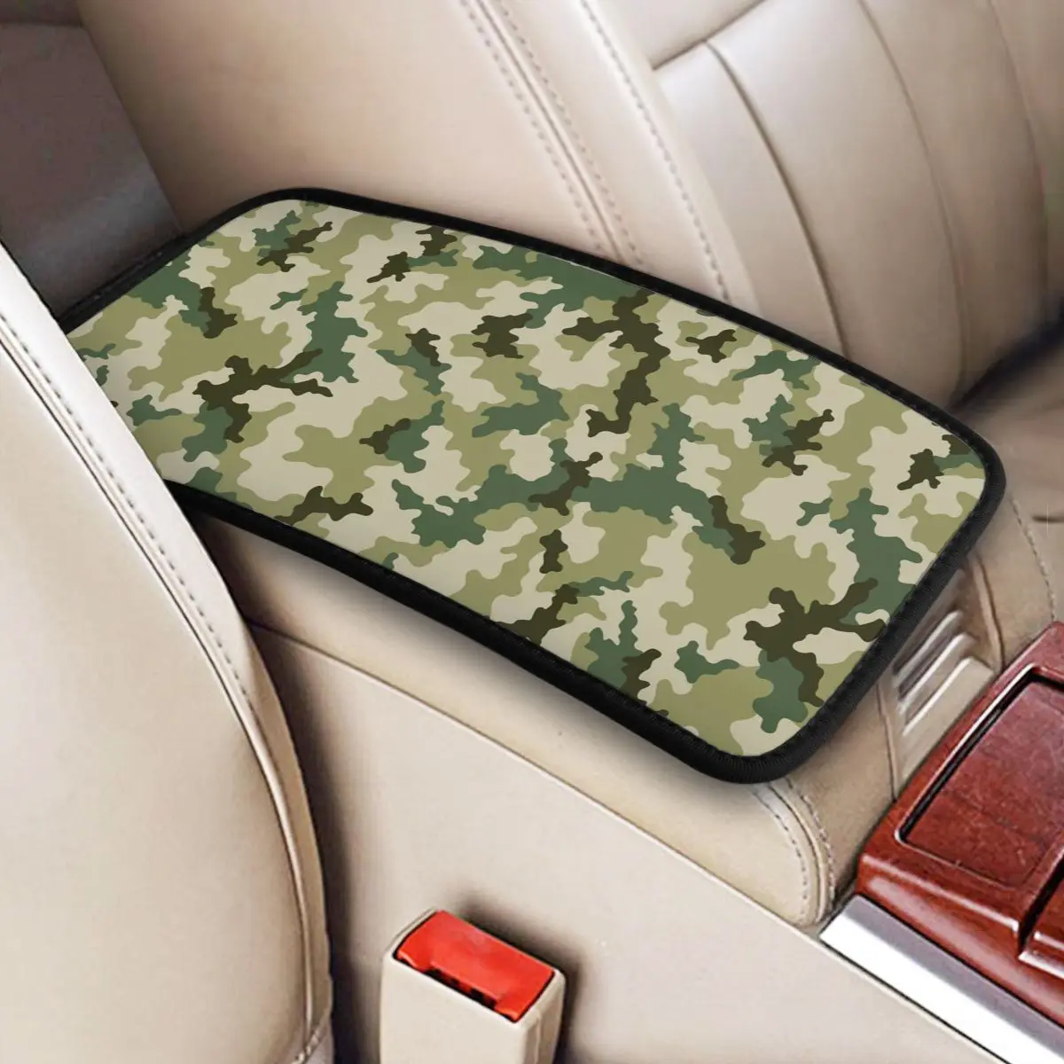 

Russian Woodland Camouflage Car Armrest Cover Mat Soldier Military Leather Center Console Cushion Pad Car Interior Accessories