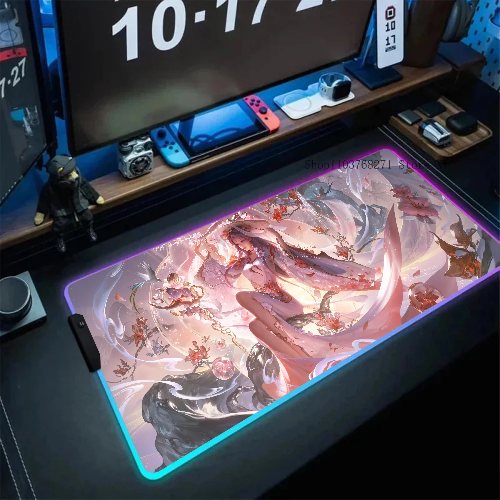 Wang Zhaojun коврик для мыши с персонажем видеоигры XXL RGB игровые коврики HD черные