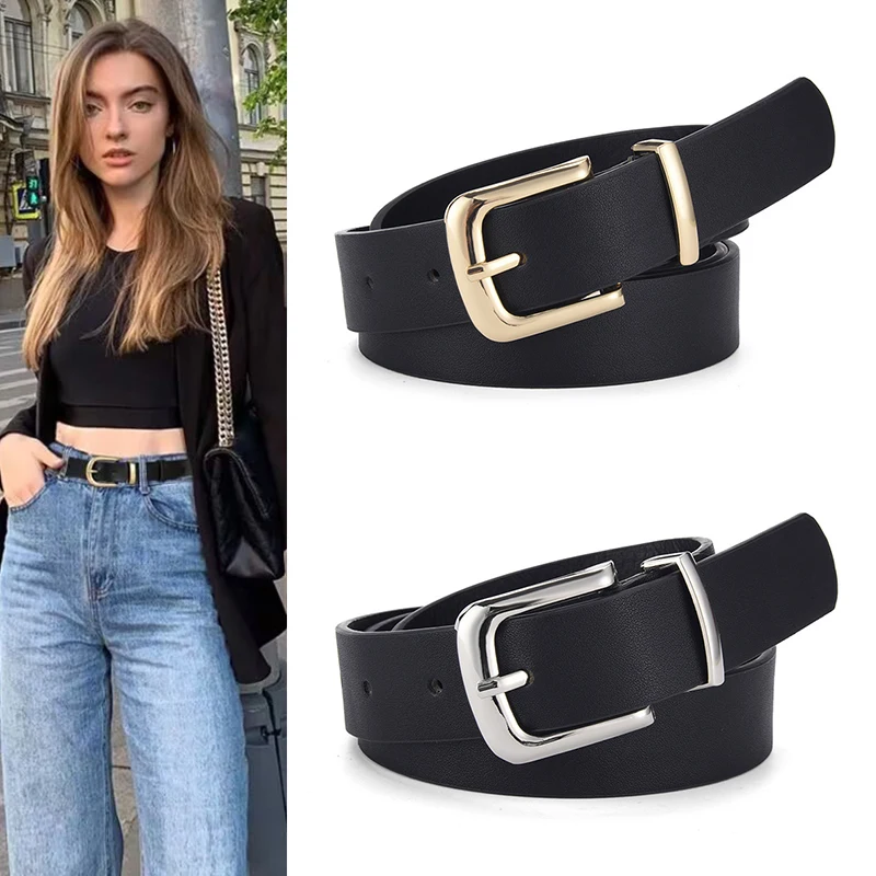 

Fashion Simple Women Dopamine Solid Color Metal Pin Buckle Waist Strap Decorative Female Dress Student jeans Pant Waistband